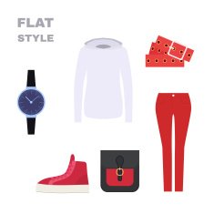 Flat Style Womans Look Fashion wear Vector N5