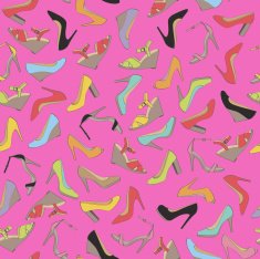 Seamless lady's shoes colorful pattern Pink background