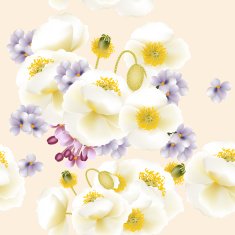 Floral vector seamless wallpaper with poppy flowers