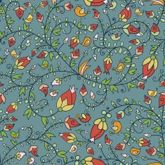 Seamless texture with flowers and birds N29