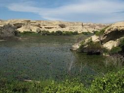 pond among the big stones