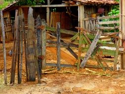 old Wooden fence of the farm