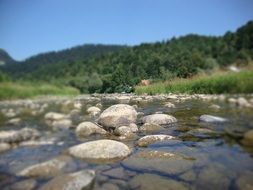 Pieniny in Poland on a blurred background