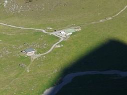 top view on the mountain huts