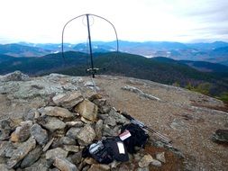 radio antenna at the peak of the mountain