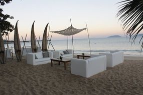 landscape of the cafe on a beach