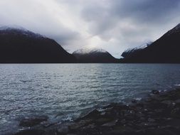 landscape of blue lake near the mountains