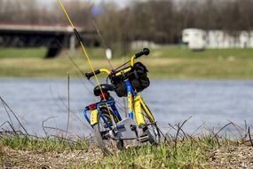 Beautiful colorful bike near the water