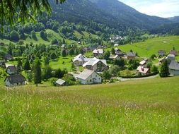 cute little white houses in the village