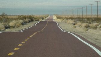 landscape of long road in California