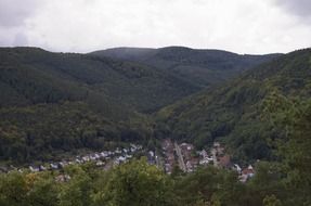 panorama of the village in the valley in the palatinate forest