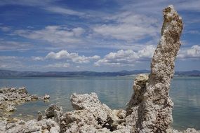 Stones on mountain seashore on a sunny day