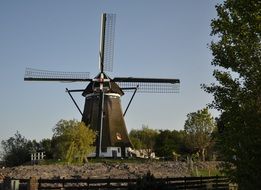 windmill at summer landscape, netherlands