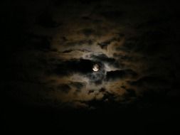 landscape of moon behind the clouds in the black sky