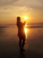 sea evening girl