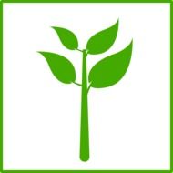 ecology sign, green plant in square