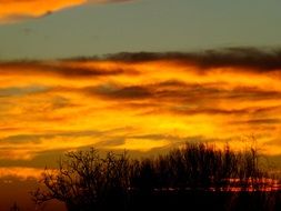 Fiery evening sky in the east