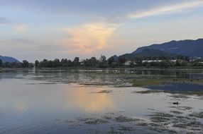 sunset over the lake in italy