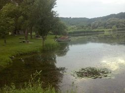 Fishing boats at lake