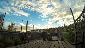 Picture of the wooden boardwalk and clouds