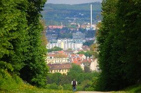 Remote view from the castle park on the vienna