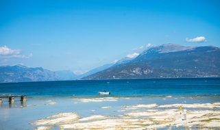 lake garda sirmione beach mountain view