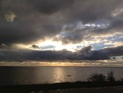 dark cloudy sky above the beach in Denmark