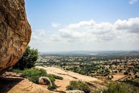 landscape of trees and stone boulders