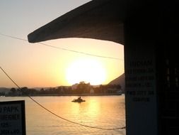 atmospheric sunset on the lake