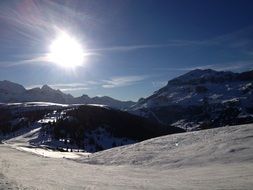 sun over the ski resort