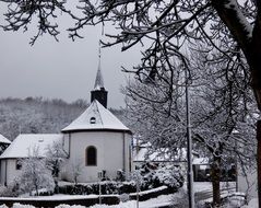 winter landscape of a village