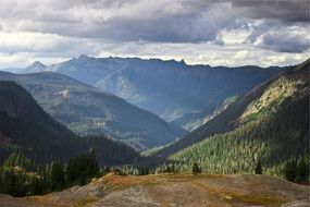 landscape of mountains with valleys and hills