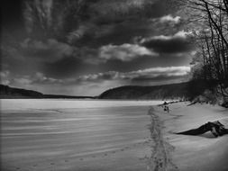 landscape of a frozen lake in Russia