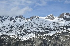 snow-capped peaks of the alps in europe