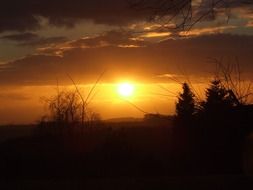 Landscape with the sunset in the evening in Neviges