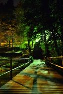 bridge in the woods in masuria at night