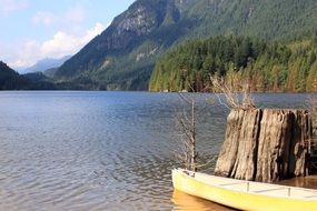 kayak by a lake in British Columbia