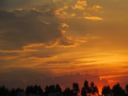 cloudy sky at orange sunset