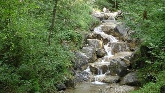 waterfall on mountain stones