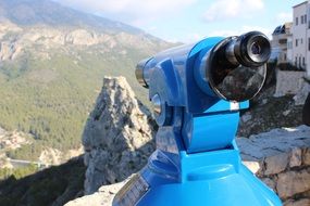 blue telescope on viewpoint