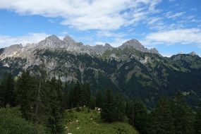 mountain group and blue sky