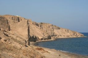 rocky coast in santorini