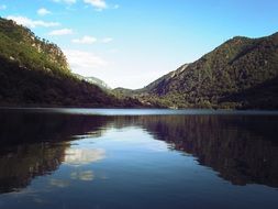 reflection in the lake of the beautiful scenery in the morning