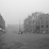 morning fog over venice, italy