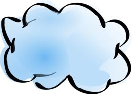 drawing of a blue cloud on a white background