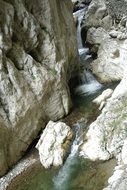 Landscape of rocks and water on a sunny day