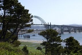 bridge metal landscape water river