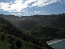 panoramic view of the coast of a flea bay in new zealand
