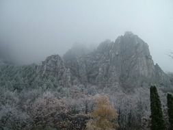 panorama of foggy vratzata gorge in bulgaria