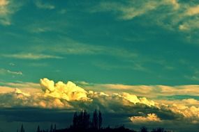 blue clouds over the landscape